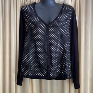 Talbots Polka Dot Cardigan Sweater, Silk Mixed Media, size Medium